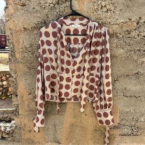 Elegant Brown Polka Dot Blouse